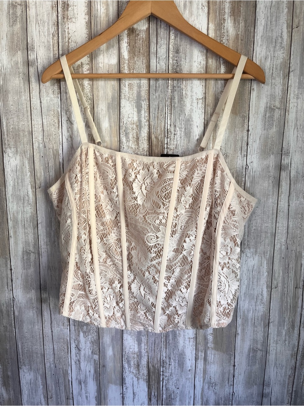NWT Torrid Lace Power Mesh Corset Crop Top Pristine Cream Size 2 18/20 - Picture 3 of 7